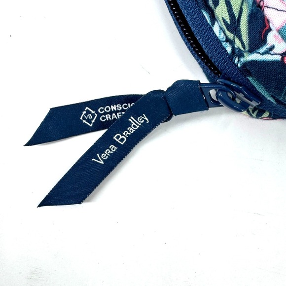 Vera Bradley Quilted Cotton Cosmetic Bag Navy Blue Floral Travel Makeup Pouch - Picture 4 of 4